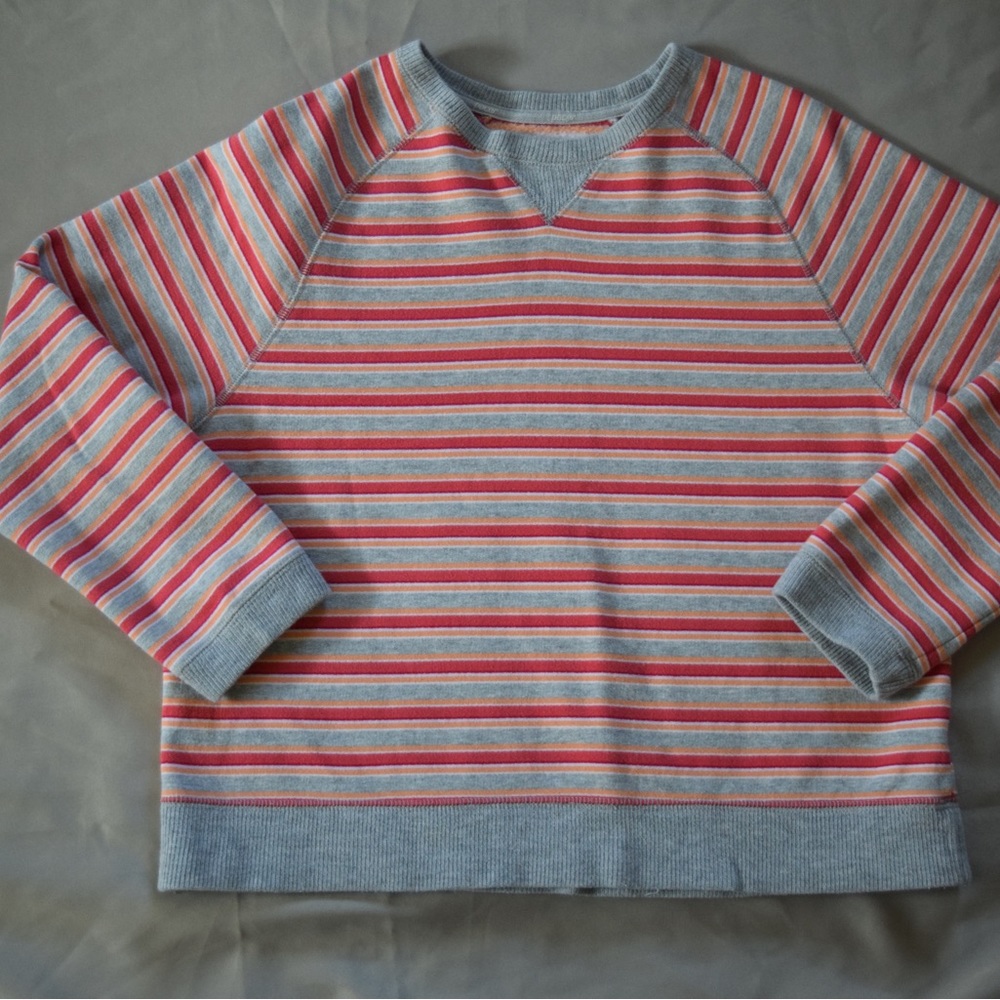 Y2K Pacer Striped Crewneck Sweatshirt Petite Small